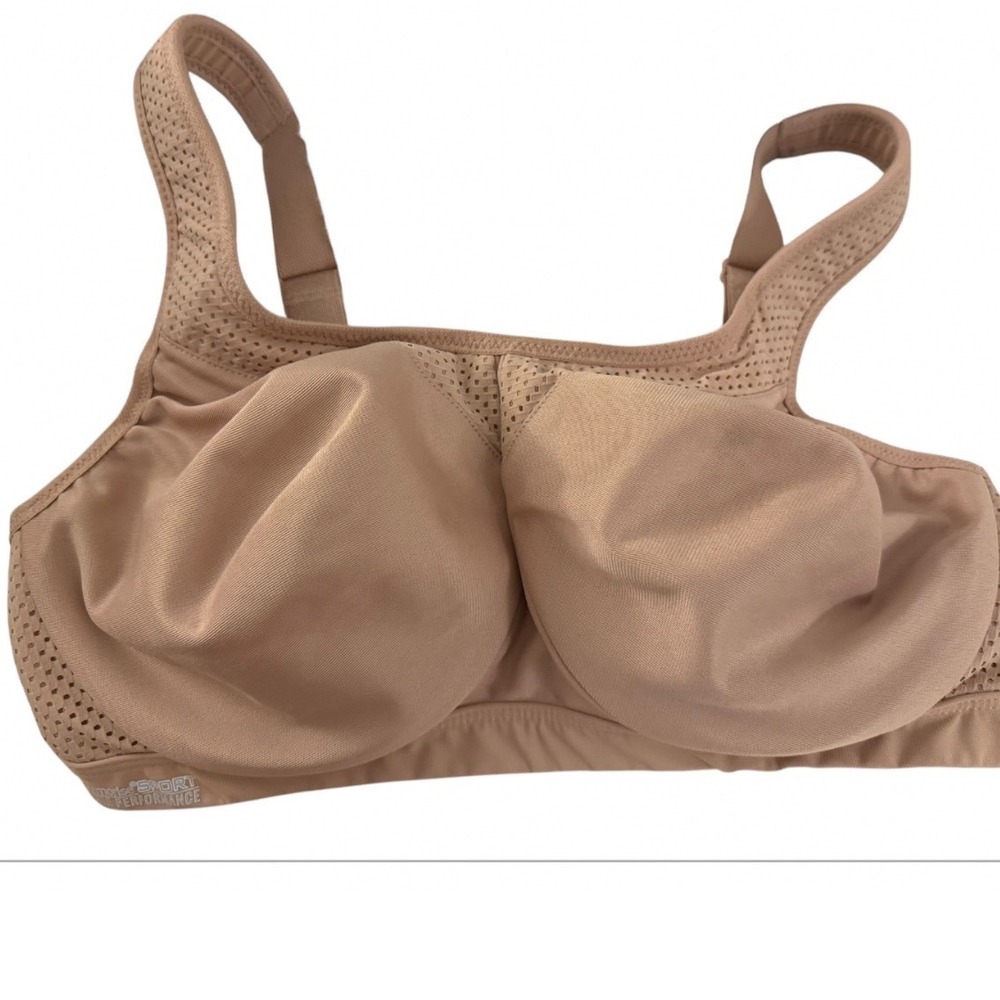Glamorise nude colored underwire cross strap sports bra 38D
